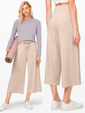 Lululemon Cream Modal French Terry Seek Stillness Wide Leg Crop